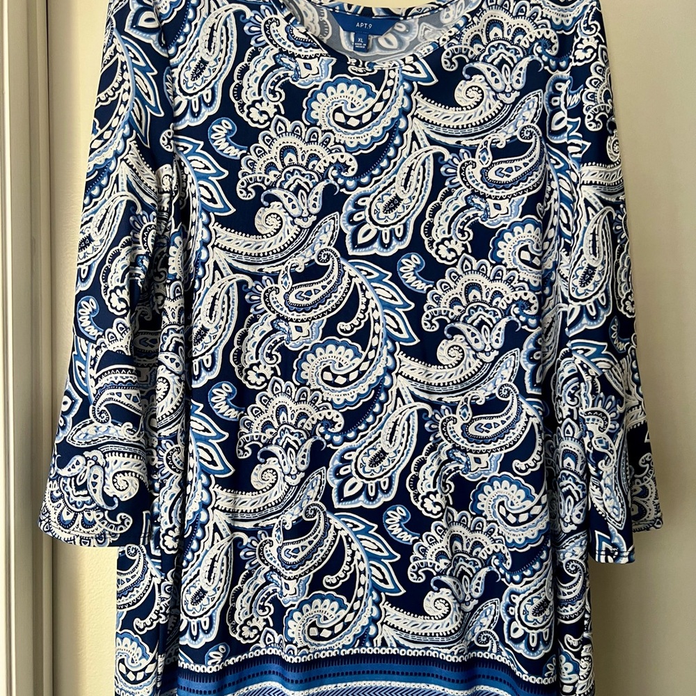 Apt. 9 Blue and White Paisley Blouse